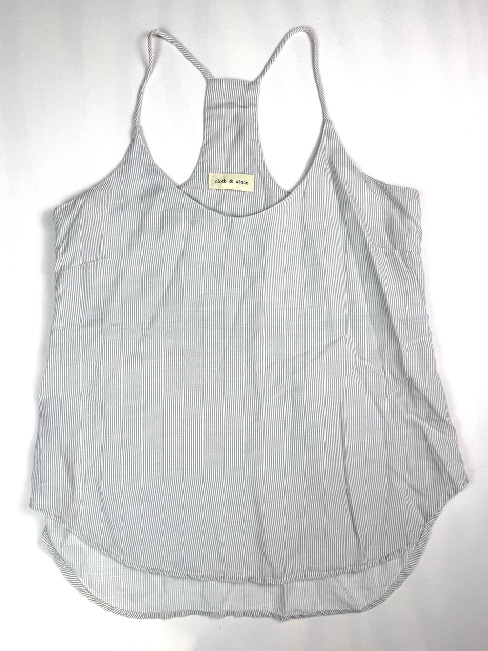 Cloth & Stone Gray White Stripe Racerback Tank Top Tencel Soft Size Small